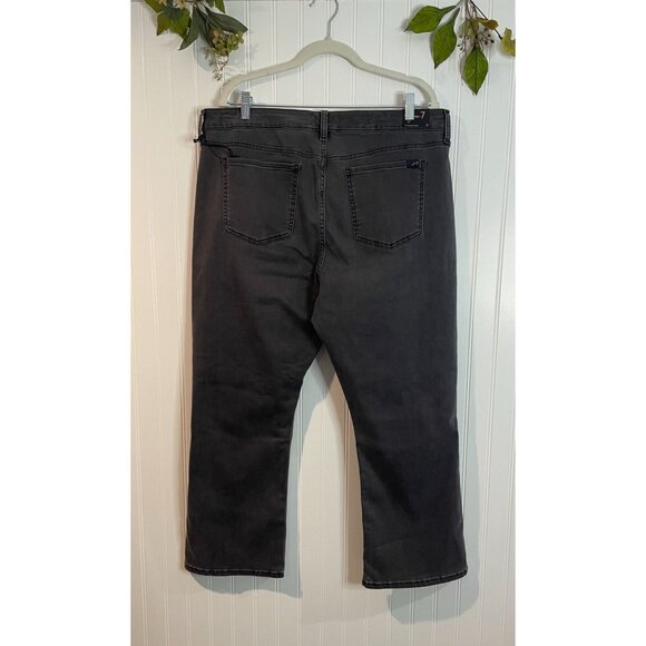 NWT Jen 7 Cropped Kick Jeans Size 18 Light Wash Whiskers Zip Stretch - Picture 2 of 14